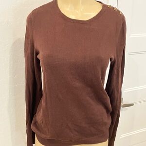 Anne Klein Sport Brown Long Sleeve Top with Button Accents